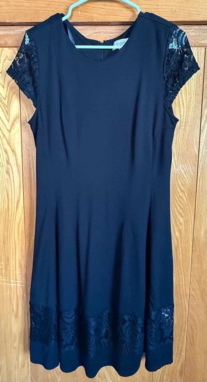 Nanette Lepore Lace Trim Cap Sleeve Fit & Flare Dress Black 12